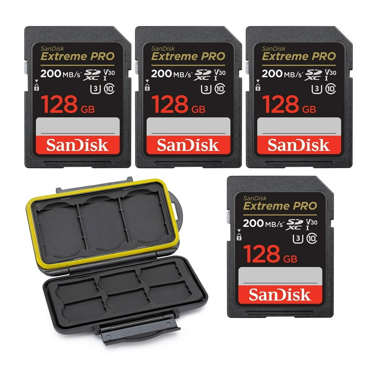 SanDisk 128GB Extreme PRO 200MB/s Memory Card (4-pack) with Memory