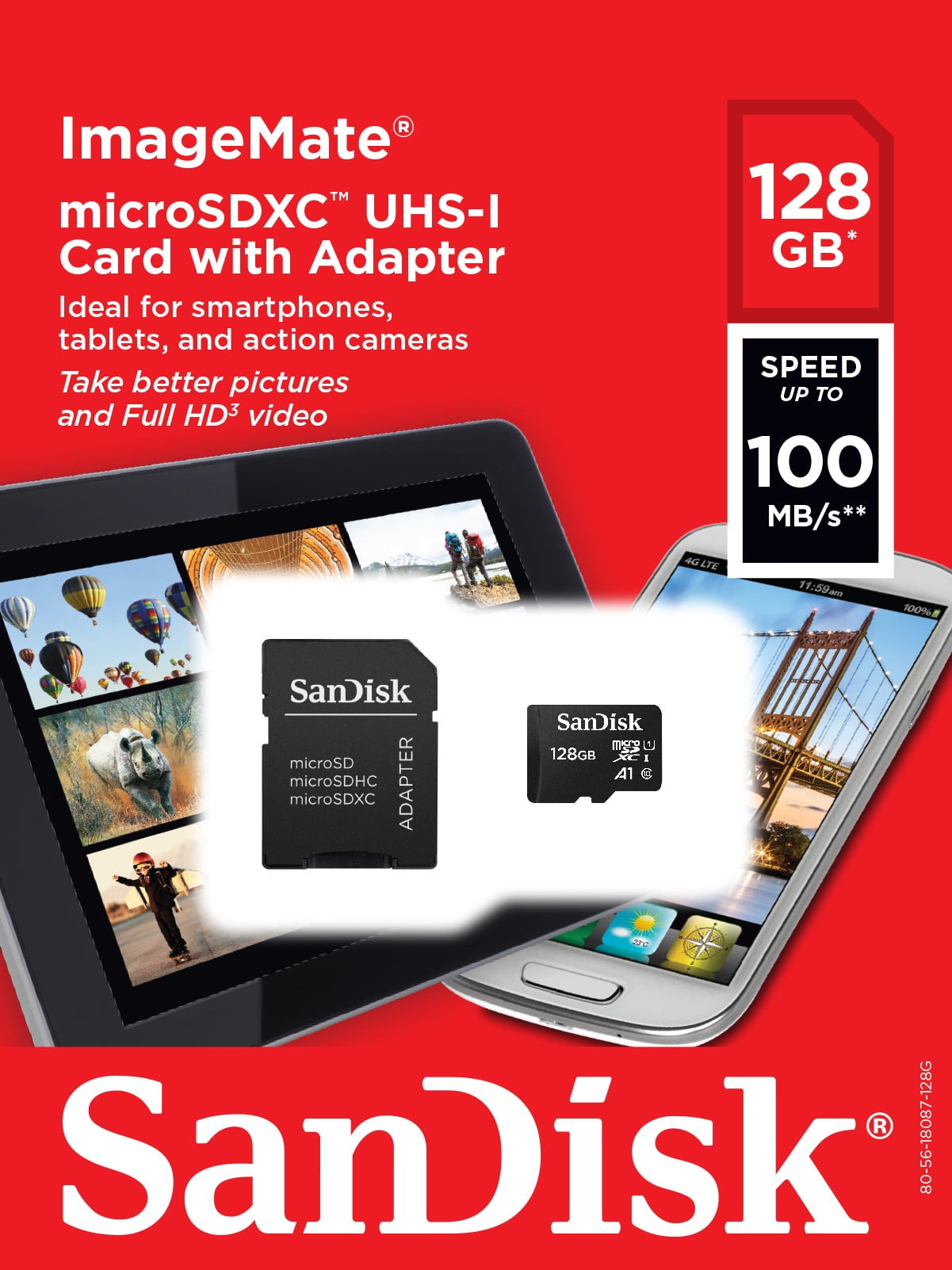 SanDisk 128GB Image Mate MicroSDXC UHS-1 Memory Card with Adapter - C10, U1, Full HD, A1 Micro SD Card