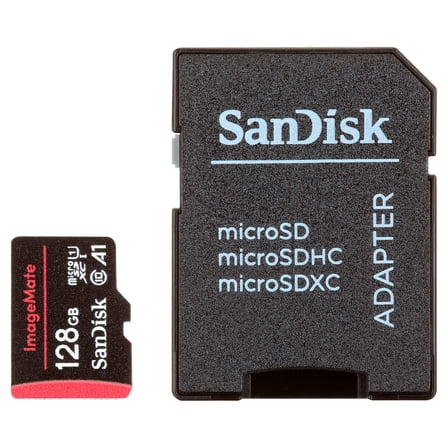 SanDisk 128GB ImageMate microSDXC UHS-1 Memory Card with Adapter - C10, U1, Full HD, A1 Micro SD Card - SDSQUAR-128G-AW6KA