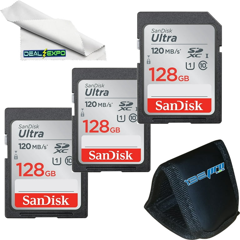 SanDisk 128GB Ultra SDXC UHS-I Memory Card - 120MB/s, C10, U1, Full HD, SD  Card - SDSDUN4-128G-GN6IN Bundle with Deal-Expo Card Wallet + Cleaning  Cloth 
