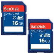 SanDisk 16GB Class 4 SDHC Flash Memory Card - 2 Pack SDSDB2L-016G-B35 Retail Package