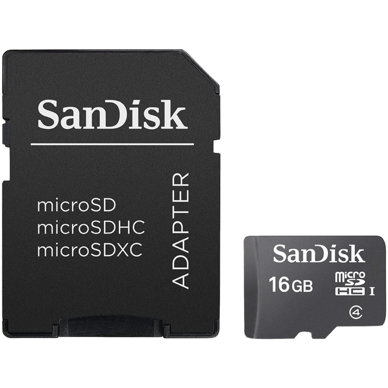SanDisk 16GB Class 4 microSDHC Flash Memory Card with Adapter, 1
