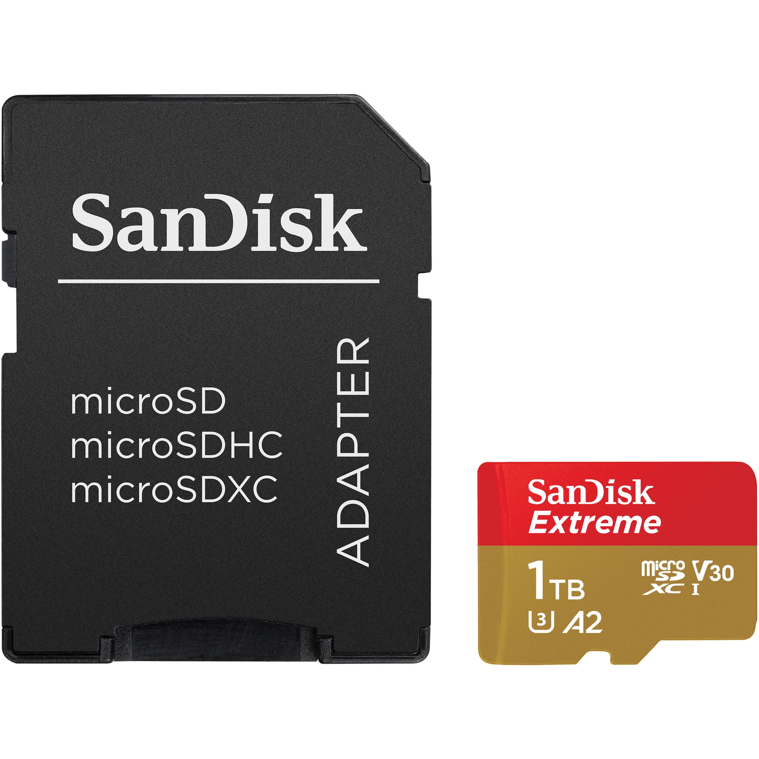 SanDisk 1TB Extreme UHS-I microSDXC Memory Card with SD Adapter, Gold/Red