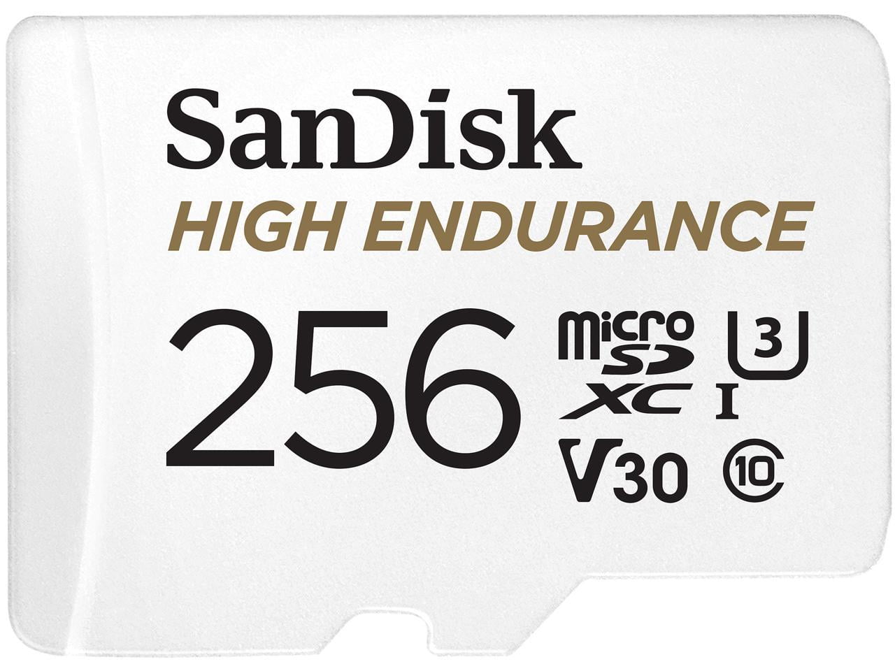 SanDisk High Endurance - Flash memory card (microSDXC to SD adapter included) - 256 GB - Video Class V30 / UHS-I U3 / Class10 - microSDXC UHS-I