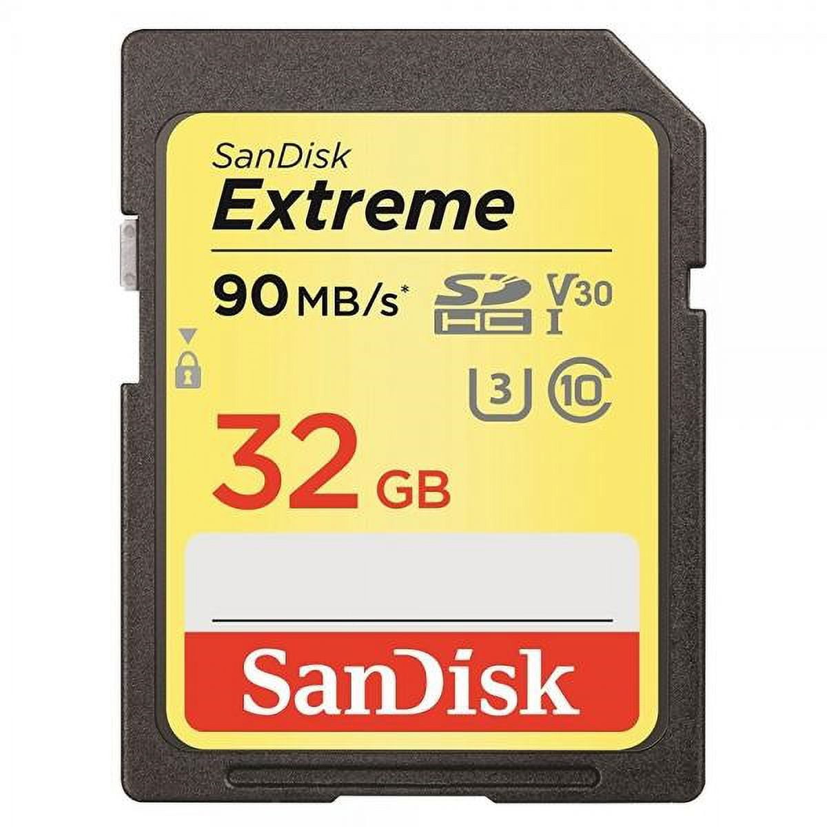SanDisk 32GB Extreme SDHC UHS-I Memory Card - 90MB/s, C10, U3, V30, 4K UHD,  SD Card - SDSDXVE-032G-GNCIN 