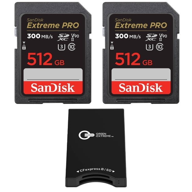SanDisk 512GB Extreme PRO UHS-II SDXC Memory Card, 2-Pack, Bundle 