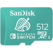 SanDisk 512GB microSDXC UHS-I Memory Card Licensed for Nintendo Switch Animal Crossing Leaf - 100MB/s Read, 90MB/s Write, Class 10, U3 - SDSQXAO-512G-AWCZN
