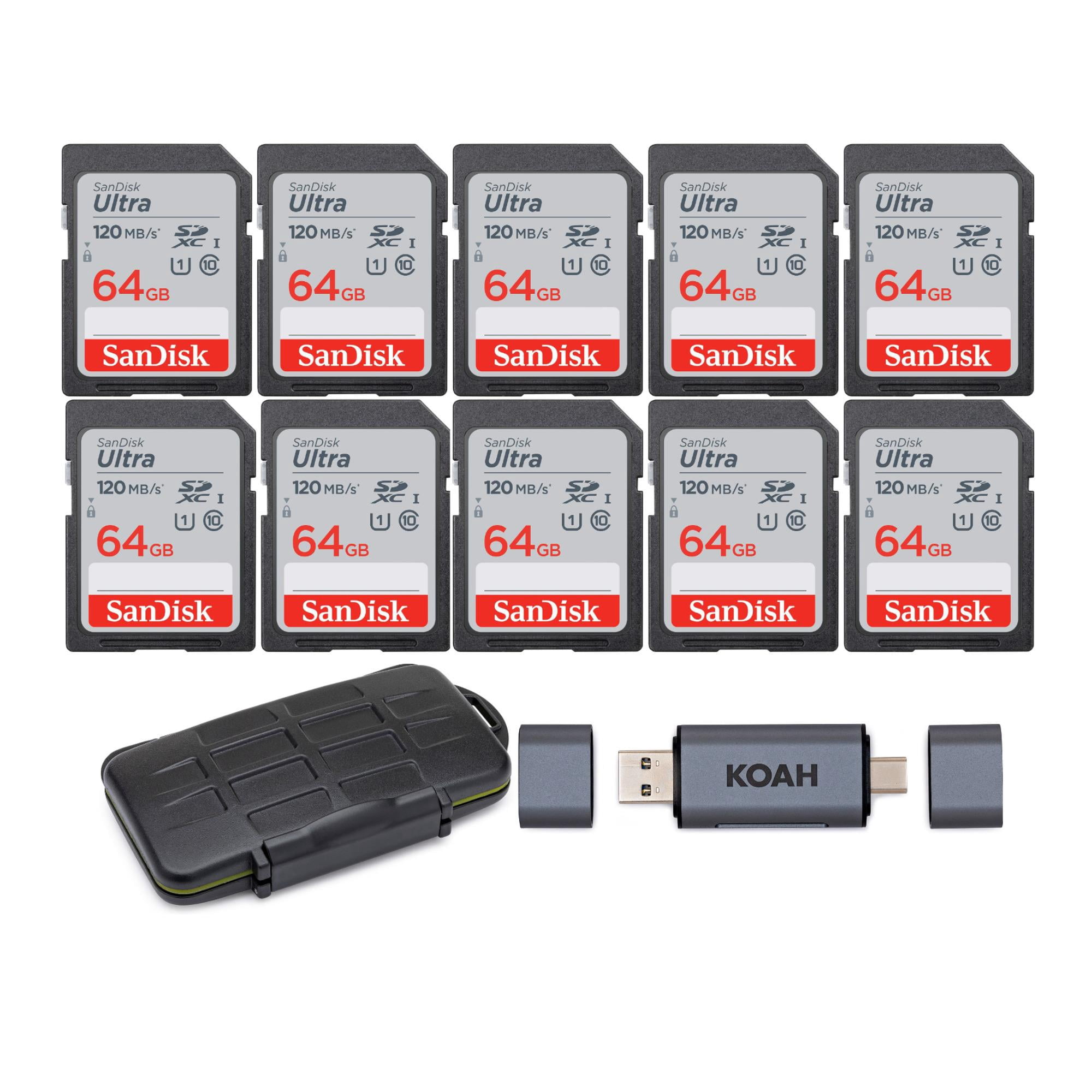 SanDisk 64GB 120MB/S Ultra UHS-I SDXC Memory Card (10-Pack) Bundle ...