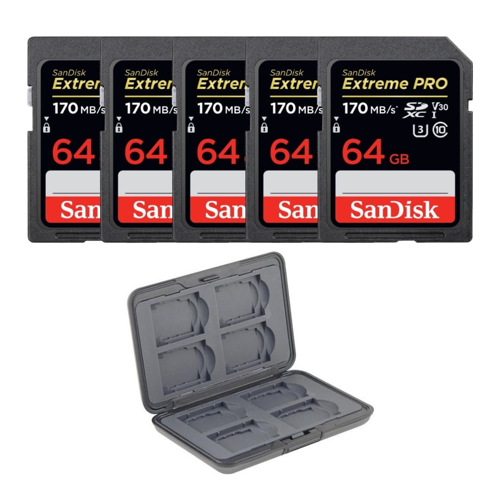 SanDisk Extreme 64GB (5 Pack) MicroSD Memory Card for DJI Mavic Mini 2, Mavic Mini, Mavic Air 2 Drone - C10 A2 V30 SDXC (SDSQXA2-064G-GN6MN) Bundle wi SanDisk 64GB (5-Pack) Extreme PRO 170 MB⁄s SDXC Memory Card with
