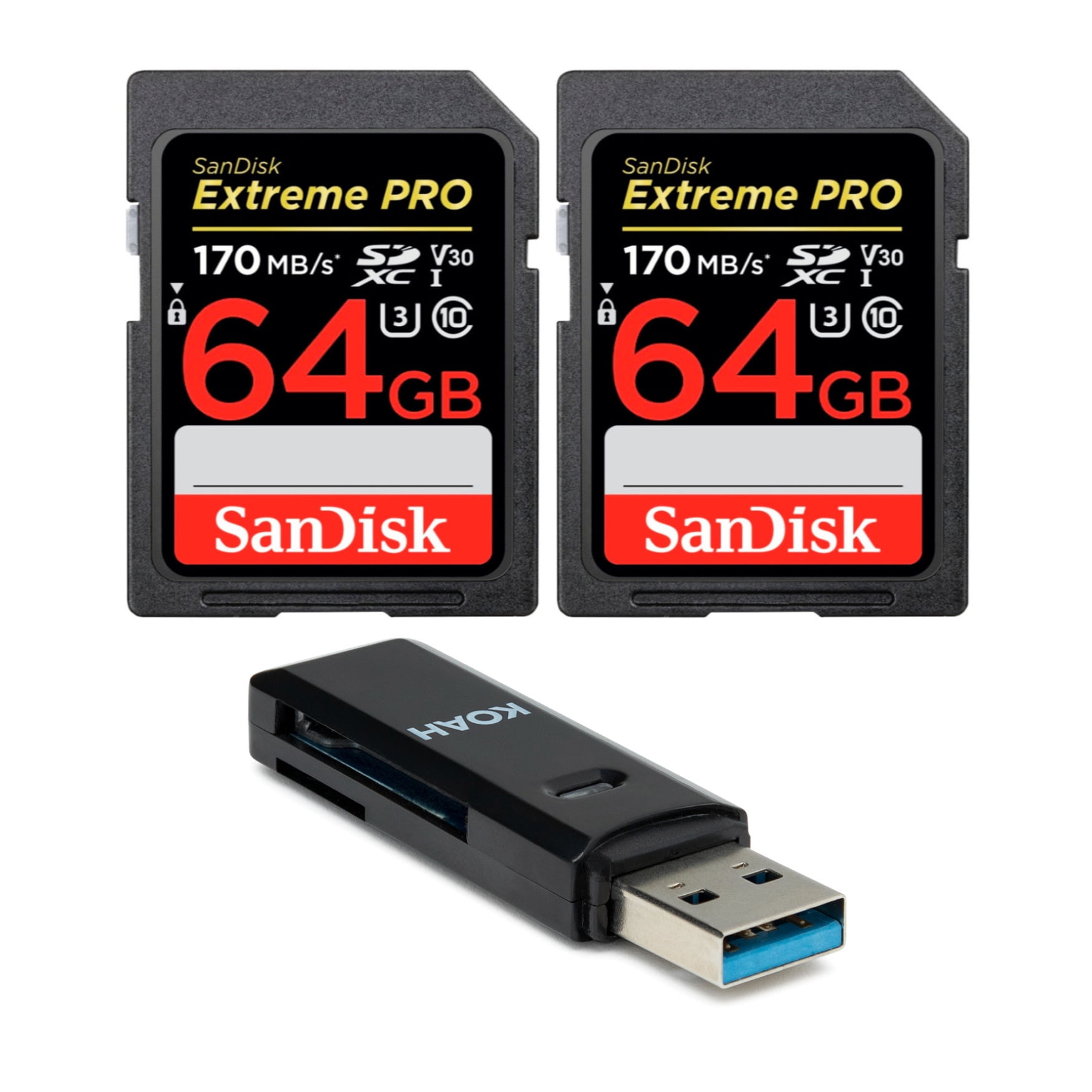 SanDisk 64GB Extreme Pro 170 MB/S UHS-I SDXC Memory Card (2-Pack 