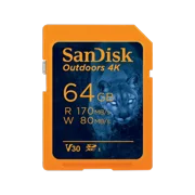 SanDisk 64GB Outdoors 4K SD UHS-I SDXC Memory Card (Up to 170 MB/s) - SDSDXW2-064G-GN6VN