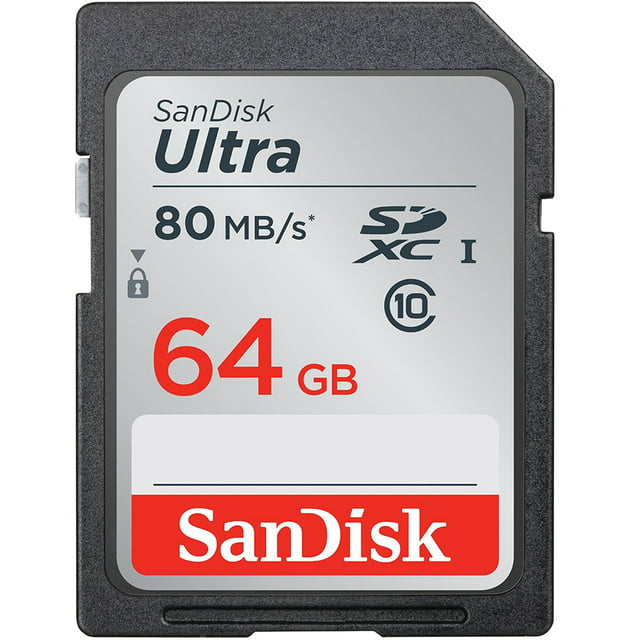 SanDisk 64GB Ultra SXHC UHS-I Memory Card - 80MB/s, C10, Full HD, SD Card - SDSDUNC-064G-GN6IN