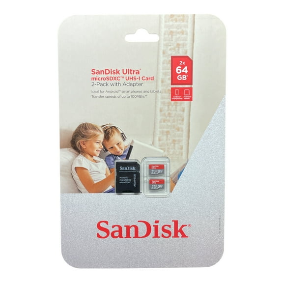 SanDisk 64GB Ultra microSDXC UHS-1 Memory Card 2-Pack with Adapter