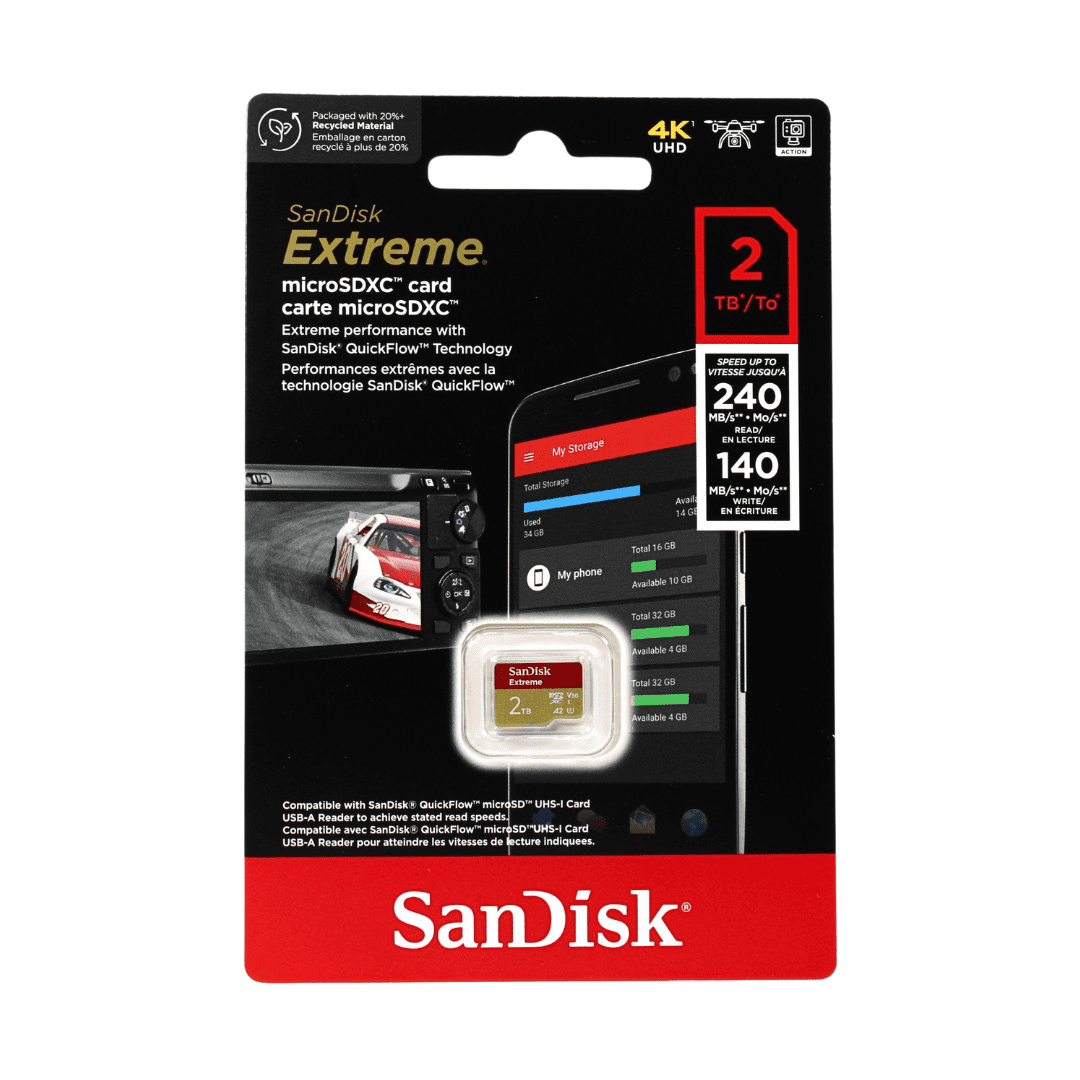 SanDisk Extreme 2TB UHS-I U3 microSDXC Memory Card with SD Adapter