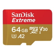 SanDisk Extreme - Flash memory card microSDXC to SD adapter included - 64 GB - A2 / Video Class V30 / UHS-I U3 / Class10 - microSDXC UHS-I