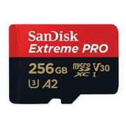 SanDisk Extreme Pro 256GB microSDXC UHS-I U3 A2 V30 Memory Card with Adapter