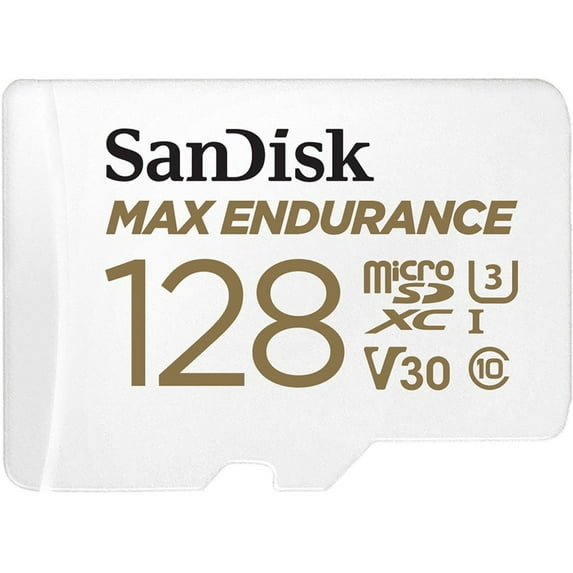 SanDisk MAX ENDURANCE UHS-I Class 10 MicroSDXC 128GB Memory Card with Micro SD Adapter, 100MBPS Read Speed, and 40MBPS Write Speed