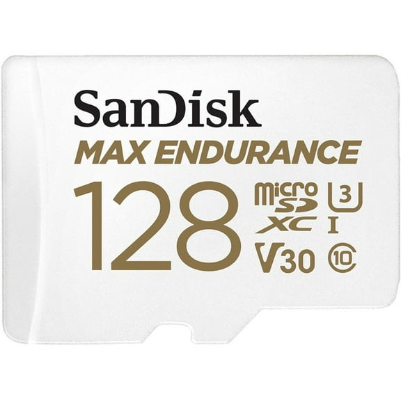 SanDisk MAX ENDURANCE UHS-I Class 10 MicroSDXC 128GB Memory Card with Micro SD Adapter, 100MBPS Read Speed, and 40MBPS Write Speed