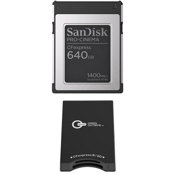 SanDisk PRO-CINEMA 640GB CFexpress Type-B Memory Card, Bundle with USB-C CFexpress Type-B and SD Card Reader