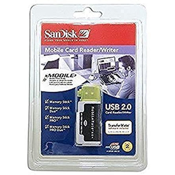 SanDisk SDDR-107-A10M MobileMate MS+ USB 2.0 Mobile Card Reader/Writer Support 1GB 2GB 4GB 8GB 16GB # Memory Stick # Memory Stick Duo # Memory Stick PRO # Memory Stick PRO Duo
