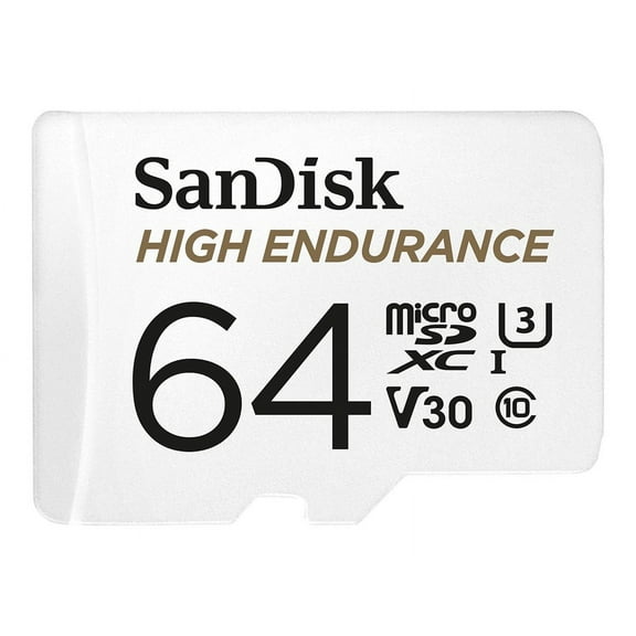 SanDisk High Endurance - Flash memory card (microSDXC to SD adapter included) - 64 GB - Video Class V30 / UHS-I U3 / Class10 - microSDXC UHS-I