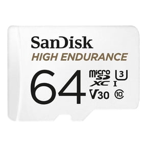 SanDisk 64GB High Endurance microSDHC C10, U3, V30, 4k UHD Memory Card with Adapter (SDSQQNR-064G-GN6IA)