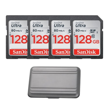 SanDisk Ultra 128GB SDXC UHS-I Memory Cards with Koah Pro Rugged Memory Storage Carrying Case