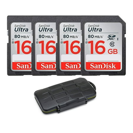 SanDisk Ultra 16GB Class 10 SD Memory Cards with Koah Pro Memory Storage Case
