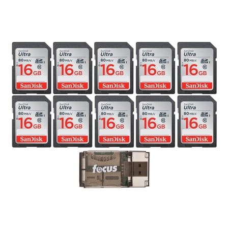 SanDisk Ultra 16GB Class SD Memory Card (10-Pack) with High Speed USB Reader