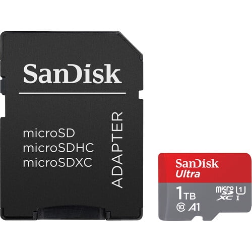 SanDisk 1TB Ultra microSDXC UHS-I Memory Card with SD Adapter (Up to 150 MBP/s) - SDSQUAC-1T00-GN6MA