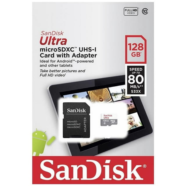 SanDisk Ultra 128GB MicroSDXC UHS-I Card with Adapter - Class 10, High ...