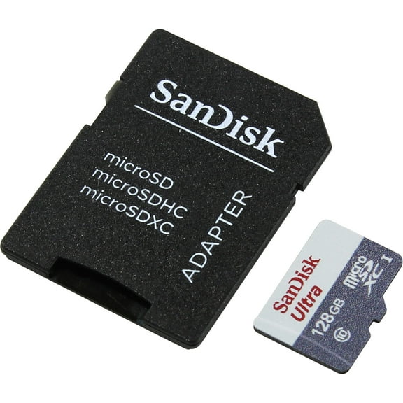 SanDisk Ultra - Flash memory card (microSDXC to SD adapter included) - 128 GB - UHS-I / Class10 - mi