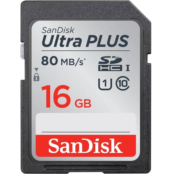 SanDisk Ultra PLUS UHS-1 16GB SD Card, Class 10