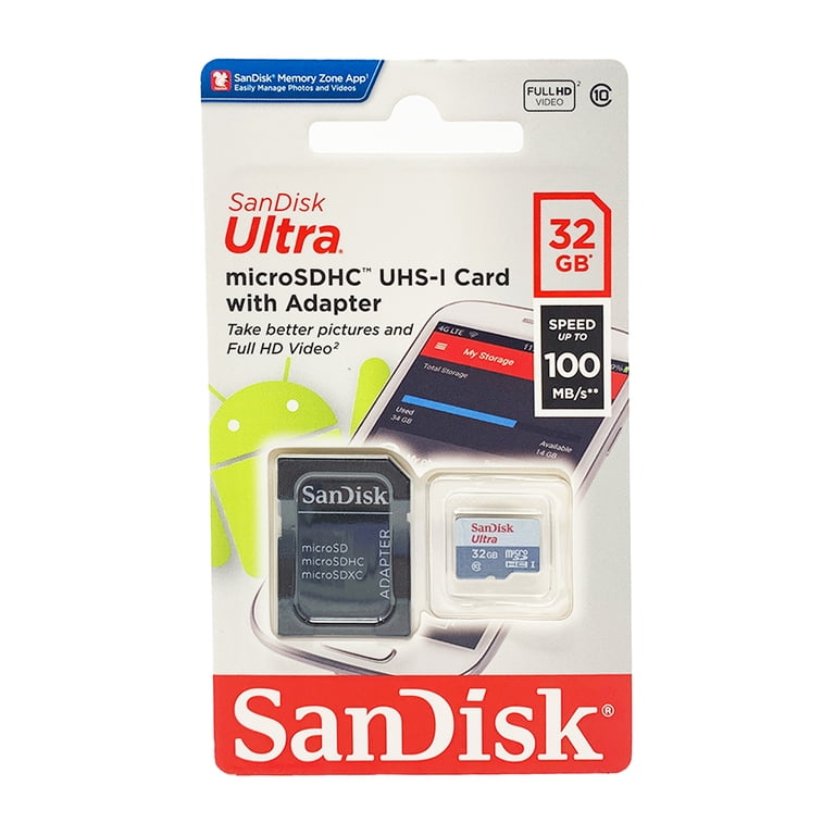 SanDisk, microSD Card, SDSQUNS-032G-GN3MN 32GB 80MB/s UHS-I Class