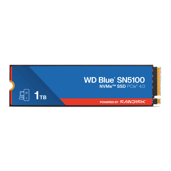 Western Digital 1TB WD Blue SN5100 NVMe SSD, Internal, PCIe Gen 4 NVMe M.2 - WDS100T5B0E-00CPE0