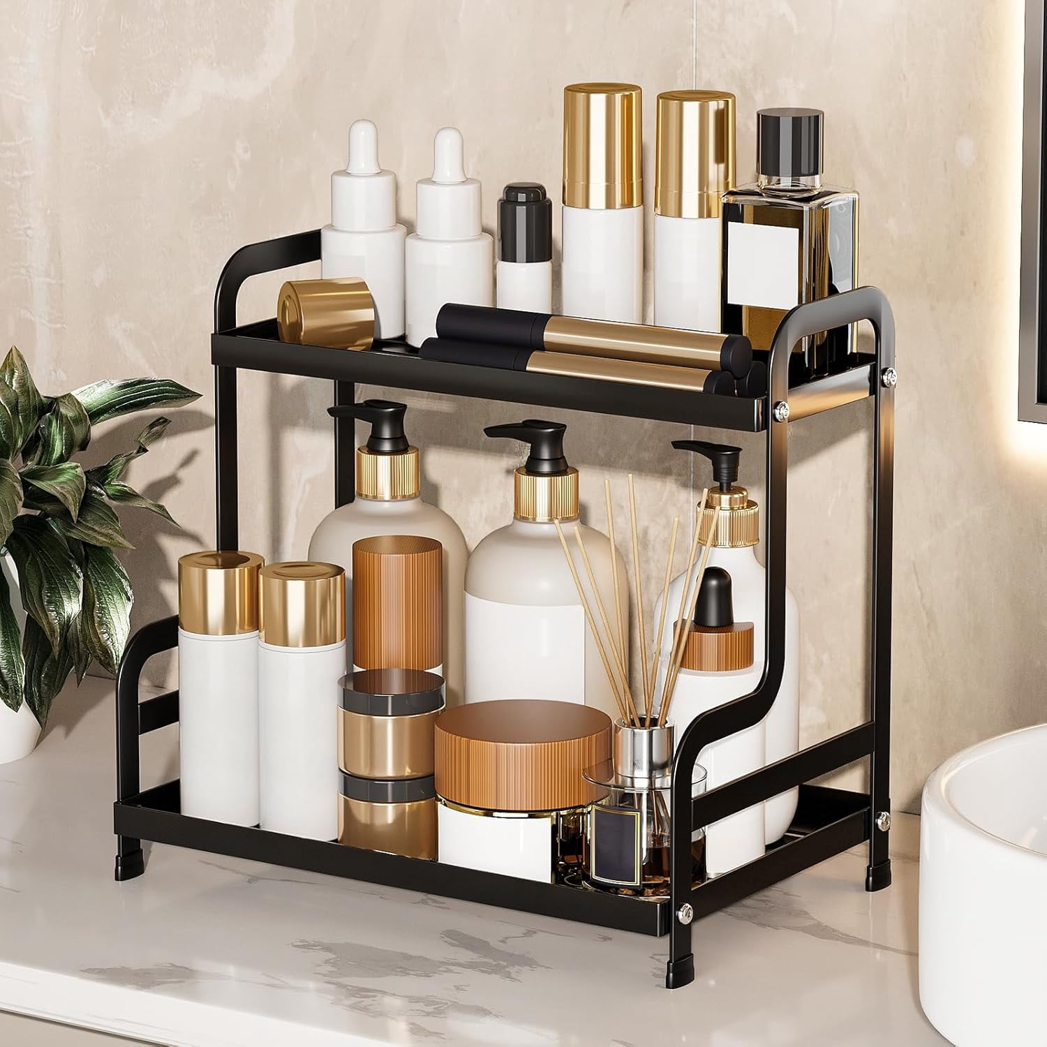 SanDream Bathroom Organizer Countertop, 2 Tier Bathroom Counter ...
