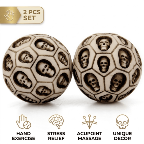 SanGlyptic 2PCS Skull Resin Handball Toys Ball Massage Relief Balls for Adult