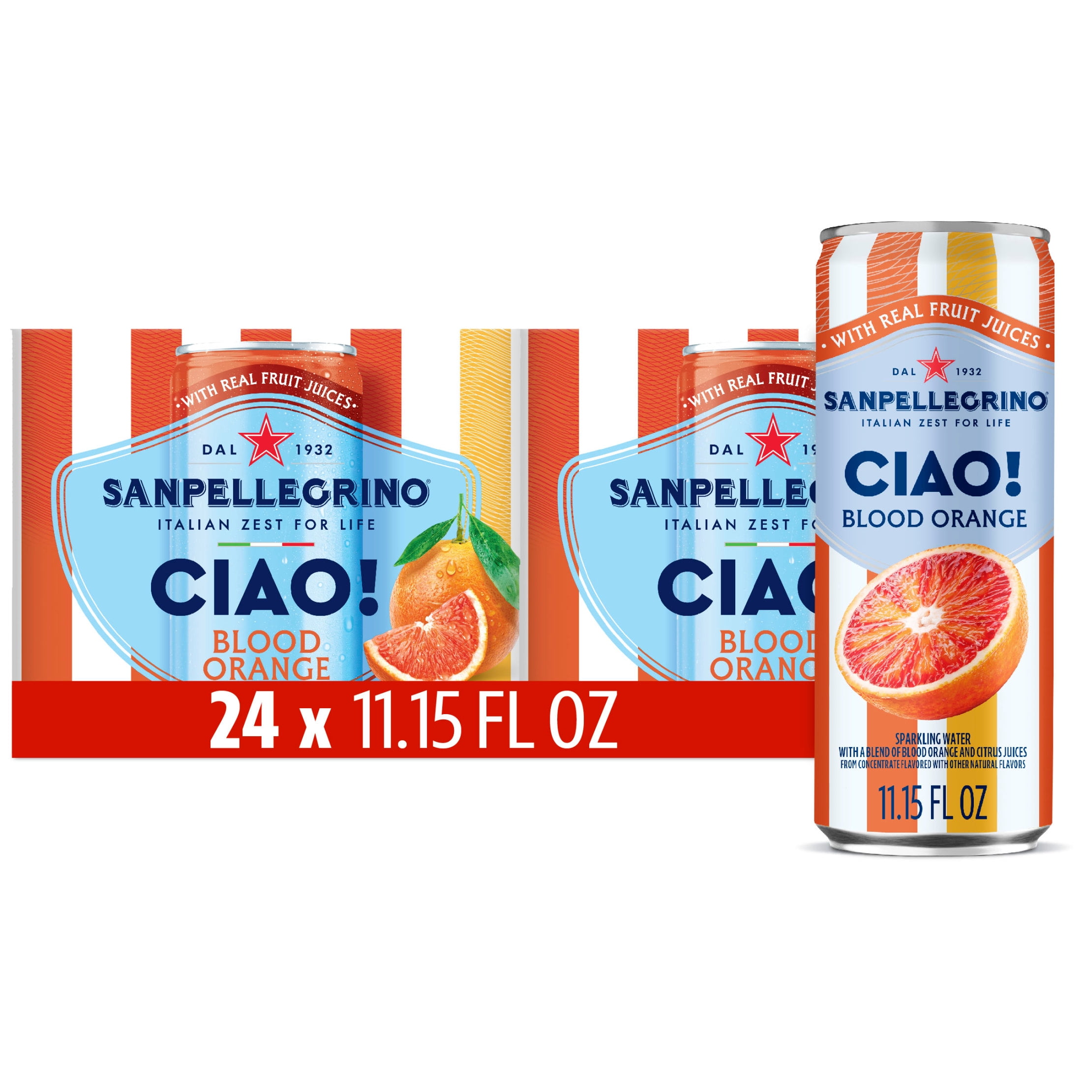 Walmart Deal of Sanpellegrino CIAO Blood Orange Sparkling Flavored Water with Real Fruit Juices, 24-Pack