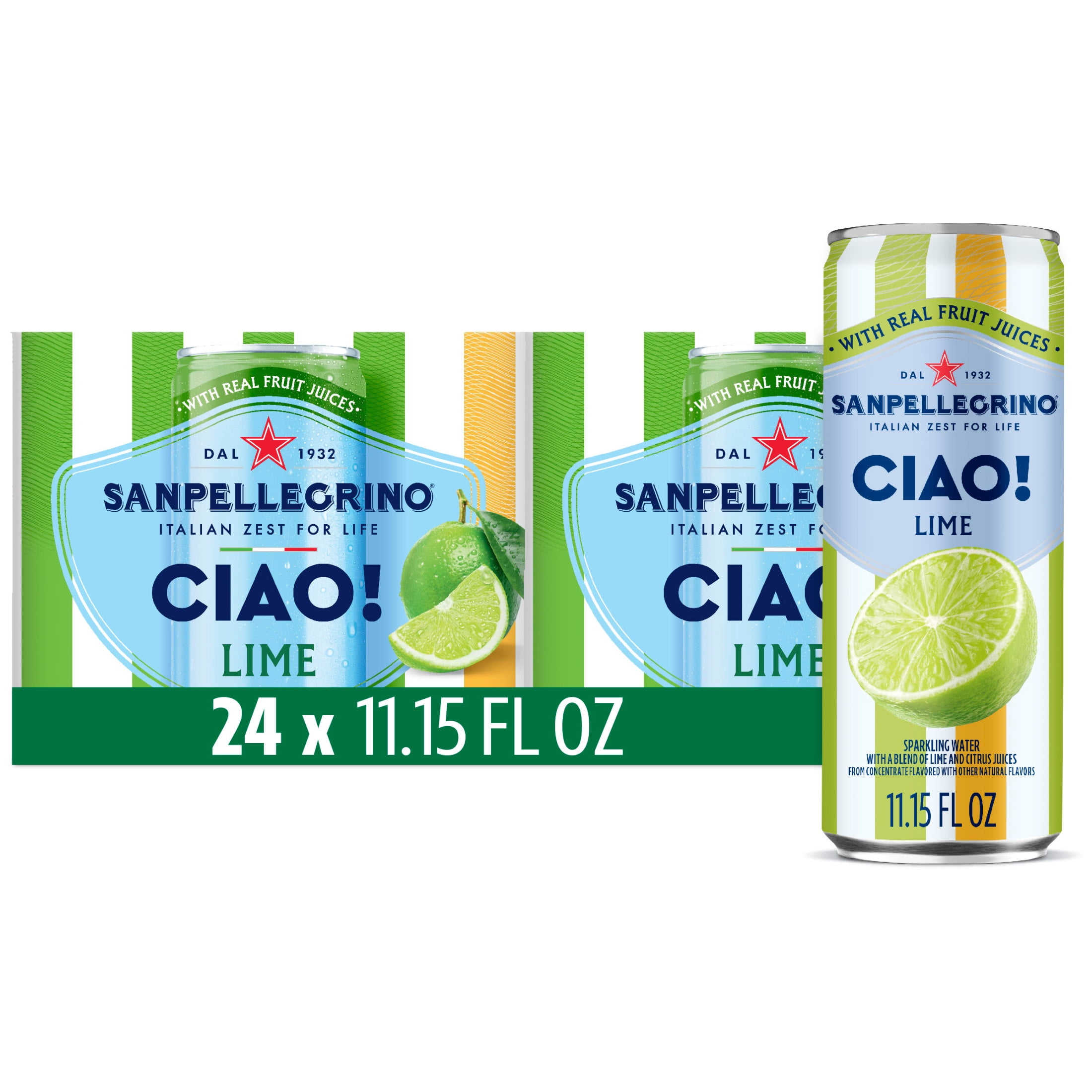 Sanpellegrino CIAO Lime Sparkling Flavored Water with Real Fruit Juices, 24-Pack