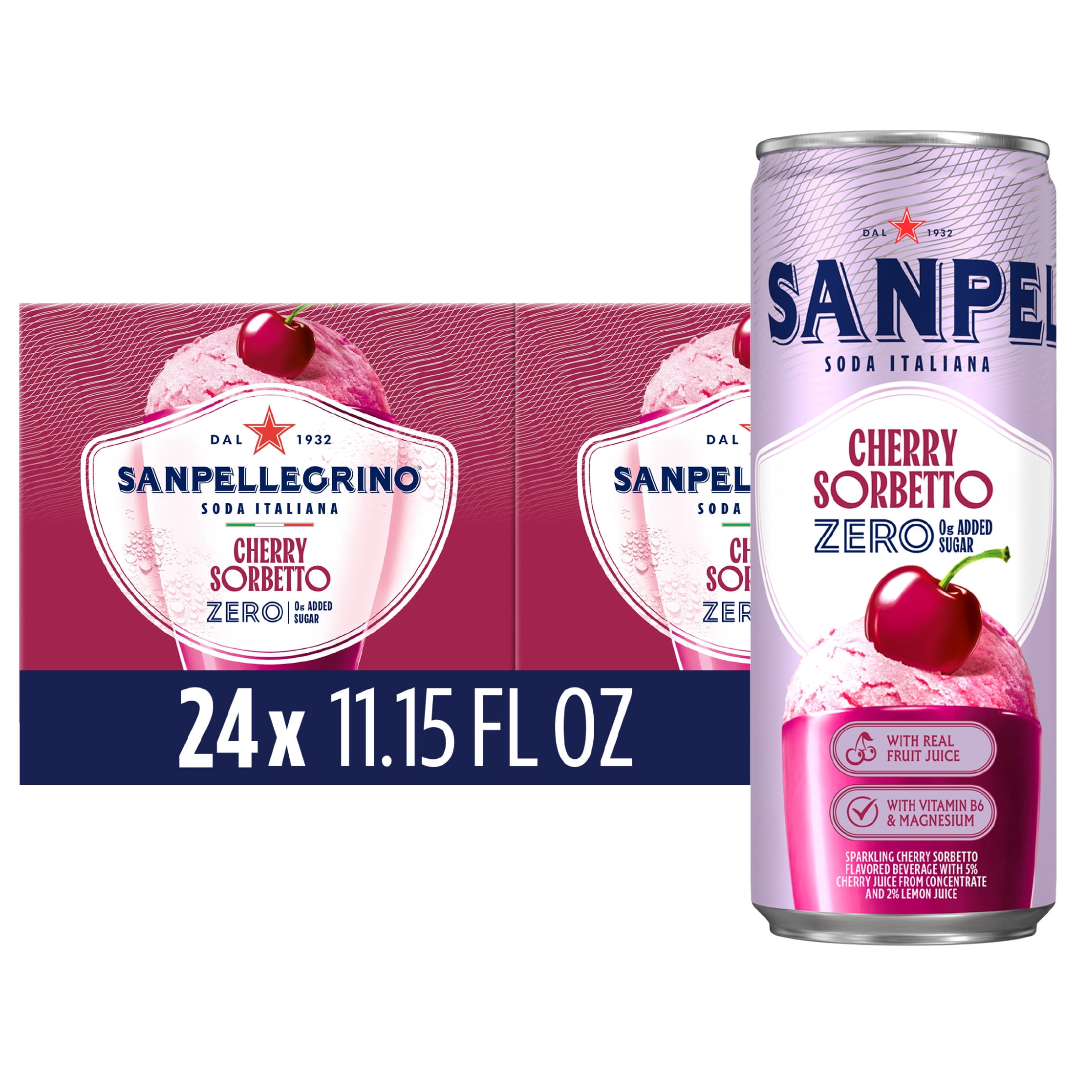 Sanpellegrino Soda Italiana Cherry Sorbetto, 0g Added Sugar, Italian Sparkling Soda, 24PK