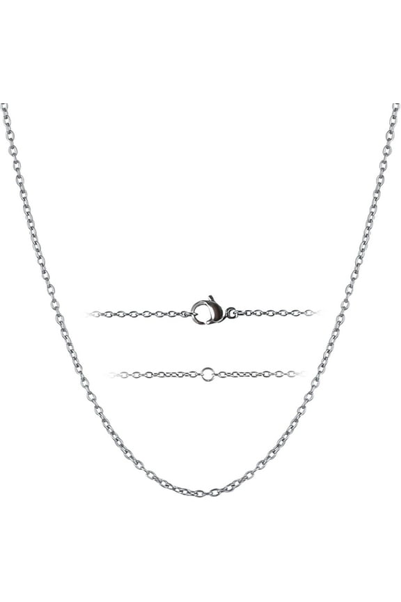 1.5mm Pure Titanium Round O Chain Necklace for Men & Women, Adjustable Skin Friendly Solid Titanium Clasp Cable Link Chain Necklaces for Birthday Valentines Anniversaries, 19.68"