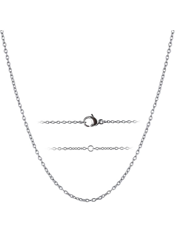1.5mm Pure Titanium Round O Chain Necklace for Men & Women, Adjustable Skin Friendly Solid Titanium Clasp Cable Link Chain Necklaces for Birthday Valentines Anniversaries, 19.68"