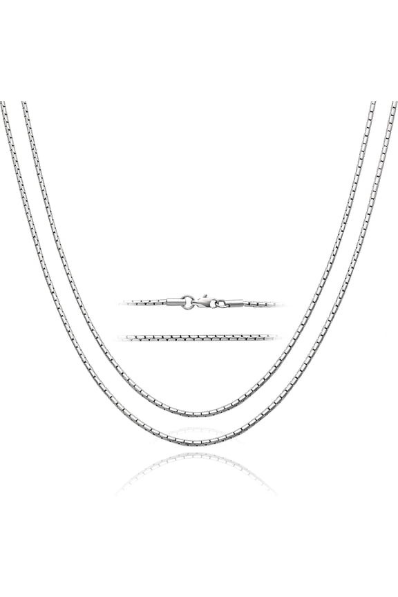 2.2mm Pure Titanium Necklace for Women Men Sensitive Skin Snake Square Rolo Chain, Smooth Skin Friendly Solid Titanium Round Box Chain Necklaces Jewelry Gifts for Birthday, 21.65"