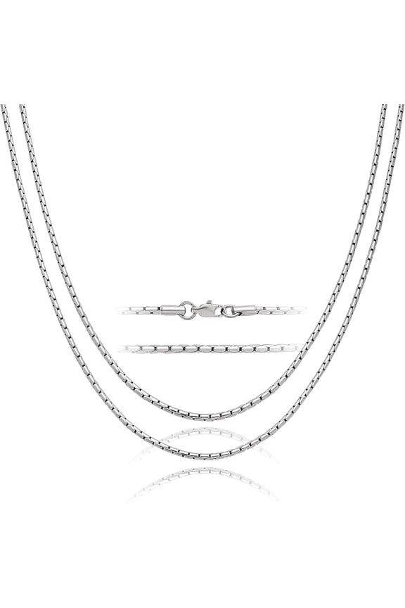 2.5mm Pure Titanium Snake Chain Necklace for Women Men, Skin Friendly Titanium Square Rolo Box Chains Necklaces Jewelry Gifts for Birthday Anniversaries Christmas New Year Holiday, 21.65"