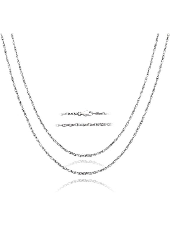 2.5mm Pure Titanium Twist Chain Necklace for Women & Men Sensitive Skin, Ultra Light Welded Skin Friendly Link Chains Jewelry Gifts for Birthday Graduation Christmas Anniversaries, 23.62