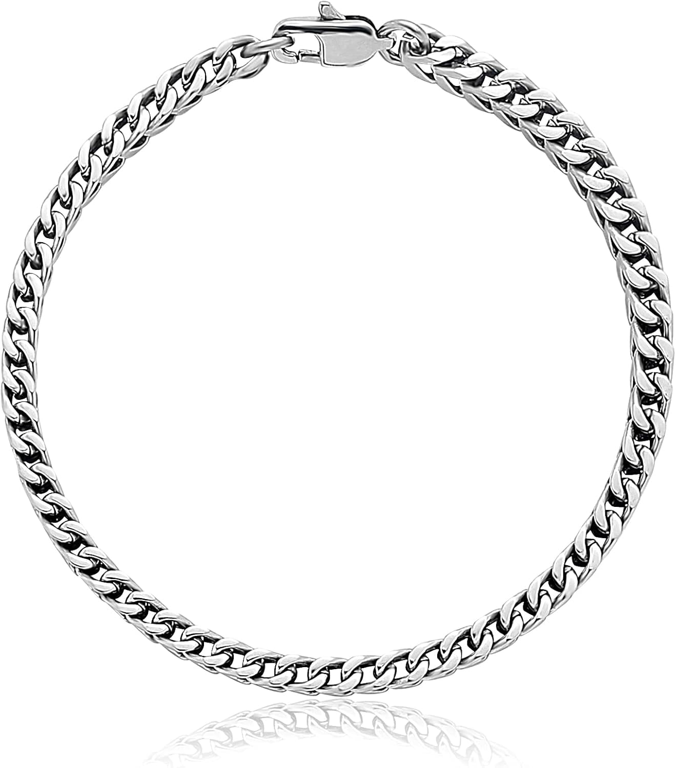 SanThree 4mm Solid Pure Titanium Link Bracelets for Men Women, Ultra Light 4-Side Square Keel Welded Shinny Twist Bracelet for Grandpa Father Boyfriend Valentines Birthday Gifts, 8.26”