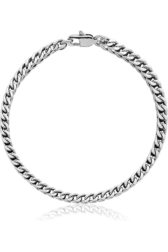 4mm Solid Pure Titanium Link Bracelets for Men Women, Ultra Light 4-Side Square Keel Welded Shinny Twist Bracelet for Grandpa Father Boyfriend Valentines Birthday Gifts, 8.26