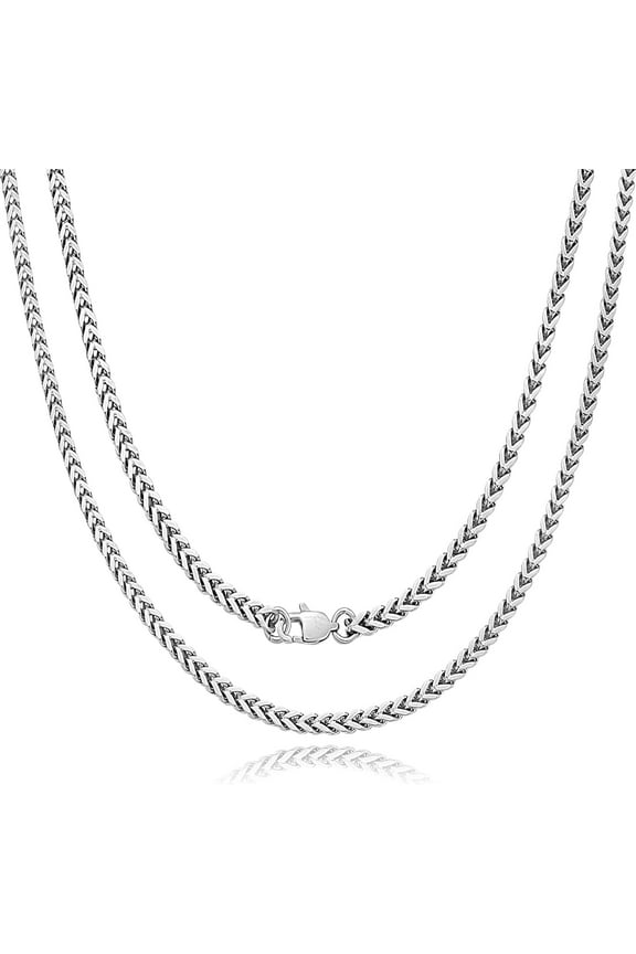 4mm Solid Pure Titanium Necklaces for Men Women 4-Side Square Keel Twist Link Chain, Welded Finely Polished Shinny No Allergic Necklace for Anniversaries Birthday Jewelry Gifts, 25.6"