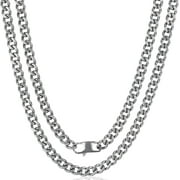 SanThree 5.5mm Pure Titanium Cuban Link Chain Necklace, Durable Skin-Friendly Solid Titanium Curb Chain Necklaces Gift for Men Women, 23.62