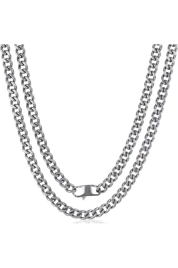 5.5mm Pure Titanium Cuban Link Chain Necklace, Smooth Skin-Friendly Solid Titanium Curb Chain Necklaces Gift for Men Women, 25.59 Inches